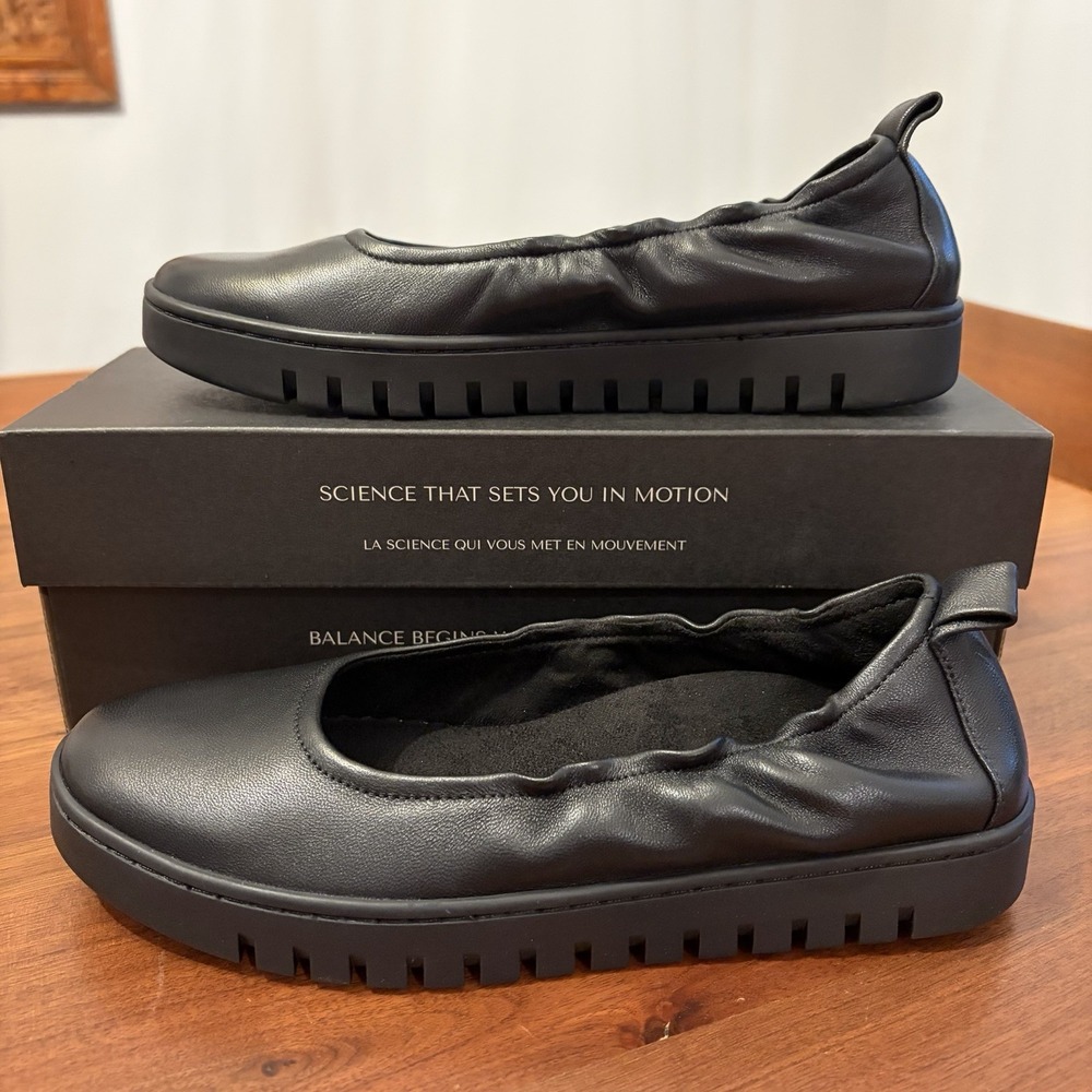 Vionic Women Uptown Ballet Black Flats Leather Comfort Shoes 8.5 J2129L1001